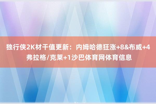 独行侠2K材干值更新：内姆哈德狂涨+8&布威+4 弗拉格/克莱+1沙巴体育网体育信息