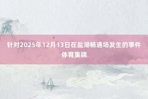 针对2025年12月13日在盐湖畅通场发生的事件体育集锦