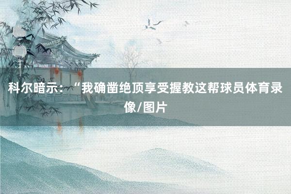 科尔暗示：“我确凿绝顶享受握教这帮球员体育录像/图片