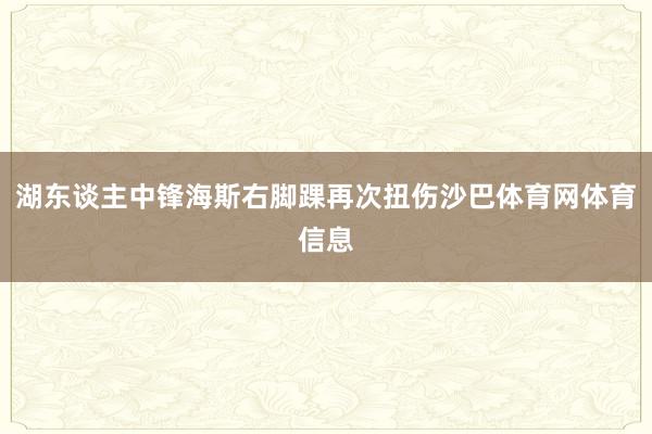 湖东谈主中锋海斯右脚踝再次扭伤沙巴体育网体育信息