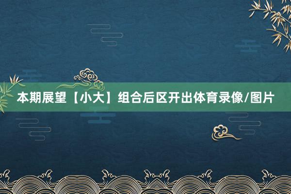 本期展望【小大】组合后区开出体育录像/图片