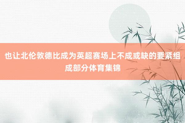 也让北伦敦德比成为英超赛场上不成或缺的要紧组成部分体育集锦