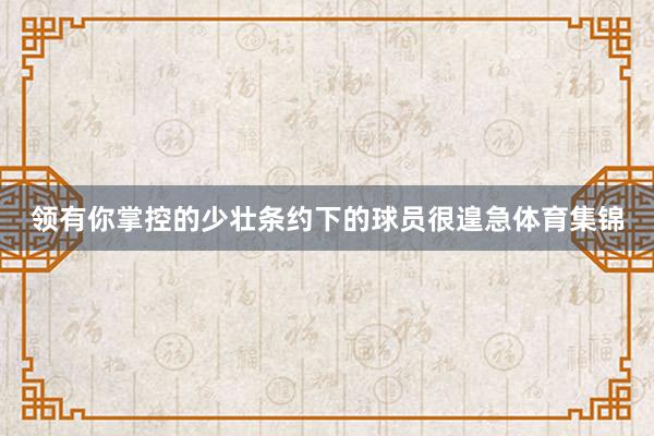 领有你掌控的少壮条约下的球员很遑急体育集锦