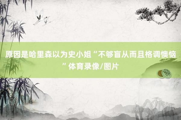 原因是哈里森以为史小姐“不够盲从而且格调懊恼”体育录像/图片