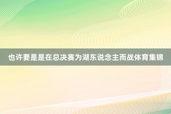 也许要是是在总决赛为湖东说念主而战体育集锦
